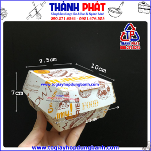 Hộp giấy vuông dùng đựng bánh hamberger -Hộp giấy vuông có in hoa tiết đựng burger- Hộp giấy đựng thức ăn nhanh mang đi