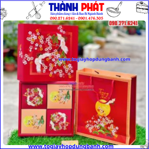 Hộp đựng bánh trung thu 2022 - Hộp giấy đựng 4 bánh trung thu - Hộp 4 bánh trung thu - vỏ hộp 4 bánh trung thu