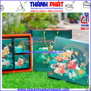 Vỏ hộp 4 bánh trung thu - Hộp giấy đựng bánh trung thu - Hộp giấy đựng 4 bánh - Hộp giấy quai xách đựng 4 bánh trung thu