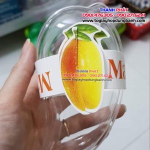 Hộp xoài XY588 đựng mousse xoài - Hộp mousse hình trái xoài có tem gài