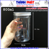 Hủ nhựa pet 800ml -Hủ pet nắp nhôm 800ml- Hũ nhựa nắp nhôm bạc 800ml -Hủ đựng khô gà 800ml