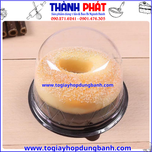 Hộp F057 đựng bánh donut – Hộp F057 đựng rau câu hoa nổi – Hộp F057 đựng xôi hoa đậu-Hộp tròn đựng bánh mochi