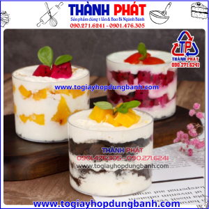 ly mica tròn GD-2017 - ly đựng mousse 180ml - ly panna cotta tròn - ly mica có nắp - ly đựng yến chưng - ly đựng saffron