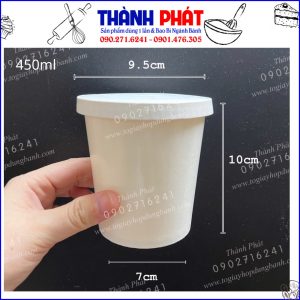 Ly giấy 450ml nắp giấy - Ly giấy nắp giấy đựng kem 450ml - Ly kem 450ml nắp giấy - ly giấy 15oz