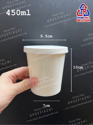 Ly giấy đựng kem nắp giấy 450ml - ly kem giấy nắp giấy 15oz - ly giấy đựng thức ăn mang đi - Ly giấy đựng lẩu ly 450ml