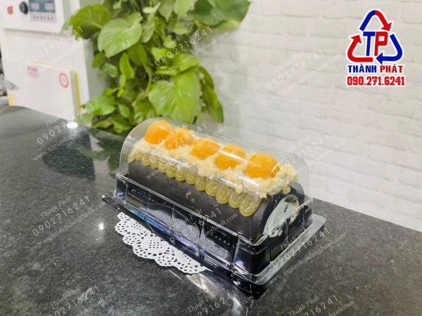 Hộp H19 đế đen - Hộp H19 đen - Hộp bông lan 19 đế đen - Hộp đựng bánh cuộn đế đen - Hộp đựng bánh cuộn H19 đế đen - Hộp đựng bánh bông lan trứng muối đen