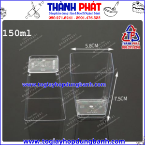 Ly Lc-24 - Ly mousse vuông đựng bánh lạnh - ly tiramisu - ly panna cotta 150ml - Ly mica đựng bánh trang trí tiệc teabreak