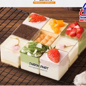 Ly panna cotta vuông ghép làm bánh mix vị - Ly mousse vuông LC-4245 trang trí tiệc teabreak - Ly bánh trang trí tiệc khai trương hội nghị