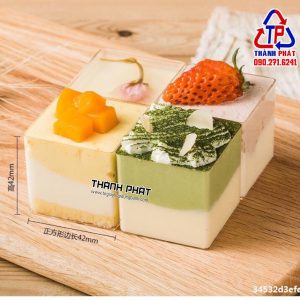 Ly panna cotta vuông ghép làm bánh mix vị - Ly mousse vuông LC-4245 trang trí tiệc teabreak - Ly bánh trang trí tiệc khai trương hội nghị