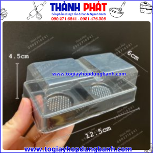 hộp đựng bánh crepe - hộp 2 ngăn đế đen - hộp nhựa đựng bánh crepe sầu riêng- hộp bánh 2 ngăn