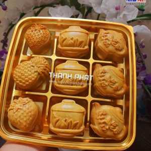 Hộp đế vàng đựng 9 bánh trung thu 75g - hộp đựng 9 cái bánh trung thu 75g - hộp 9 ngăn đế vàng