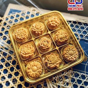 Hộp đế vàng đựng 9 bánh trung thu 75g - hộp đựng 9 cái bánh trung thu 75g - hộp 9 ngăn đế vàng