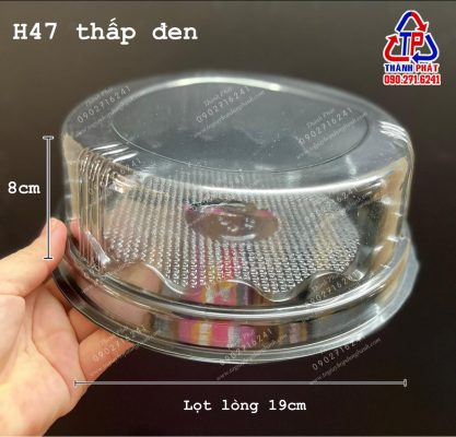 Hộp H47 đế đen - Hộp H47 thấp đế đen - Hộp đựng bánh bông lan 19cm H47 - Hộp đựng rau câu H47 - Hộp H47 thấp đế đen