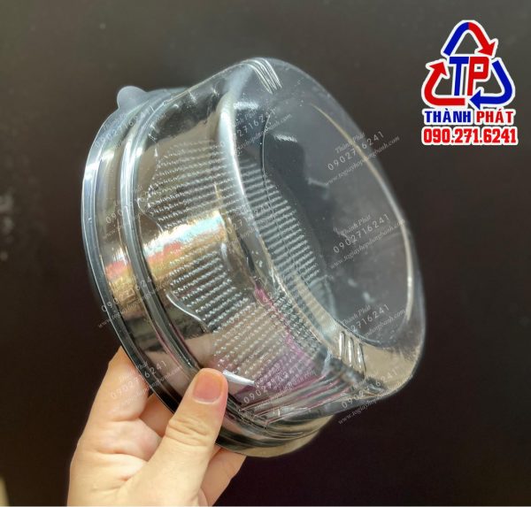 Hộp H47 đế đen - Hộp H47 thấp đế đen - Hộp đựng bánh bông lan 19cm H47 - Hộp đựng rau câu H47 - Hộp H47 thấp đế đen