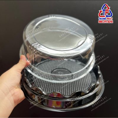 Hộp H47 đế đen - Hộp H47 thấp đế đen - Hộp đựng bánh bông lan 19cm H47 - Hộp đựng rau câu H47 - Hộp H47 thấp đế đen