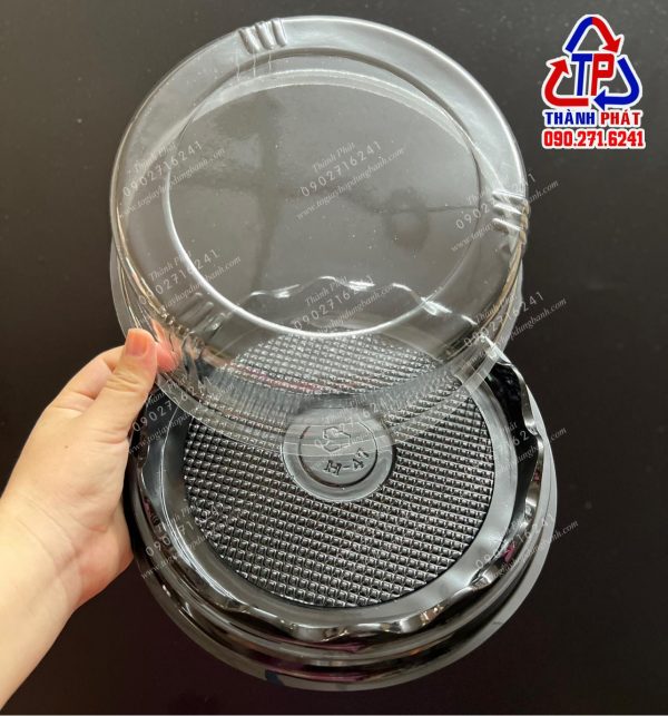 Hộp H47 đế đen - Hộp H47 thấp đế đen - Hộp đựng bánh bông lan 19cm H47 - Hộp đựng rau câu H47 - Hộp H47 thấp đế đen