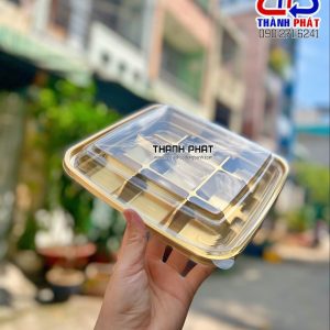 Hộp đế vàng đựng 9 bánh trung thu 75g - hộp đựng 9 cái bánh trung thu 75g - hộp 9 ngăn đế vàng