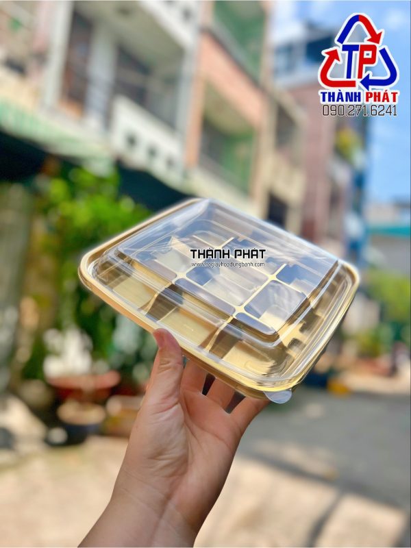 Hộp đế vàng đựng 9 bánh trung thu 75g - hộp đựng 9 cái bánh trung thu 75g - hộp 9 ngăn đế vàng