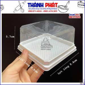 Hộp hh169 đựng rau câu 200g - Hộp vuông H169 đựng bánh trung thu 200g - Hộp h169 đựng bánh bông lan - Hôp vuông đựng bông lan trứng muối H169