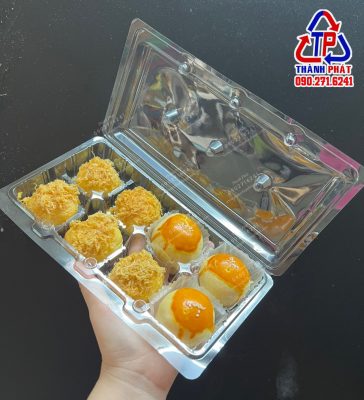 Hộp 8 ngăn đựng bánh Liu Xin Xu - hộp 8 ngăn đựng bánh mix vị - Hộp 8 ngăn đựng bánh mochi - Hộp đựng 8 bánh tròn mini - Hộp đựng bánh 75g - hộp 9 bánh trung thu mini