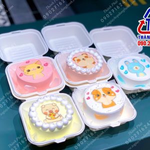 Hộp bã mía vuông đựng bánh bento cake - Hộp bã mía vuông đựng bánh ngọt - hộp bã mía vuông đựng bánh kem mini