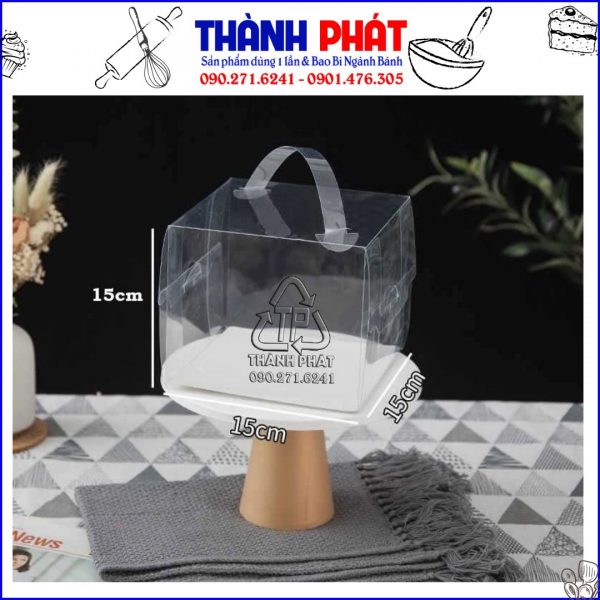 Hộp bánh kem 15cm x 15cm - Hộp mica trong suốt 15cm - hộp mica trong suốt 15cm