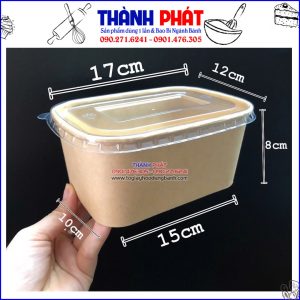 Hộp bento chữ nhật 1000ml đựng cơm - Hộp 1000ml chữ nhật đựng bánh - Hộp giấy chữ nhật đựng bánh bông lan - Hộp giấy 1000ml đựng mì trộn