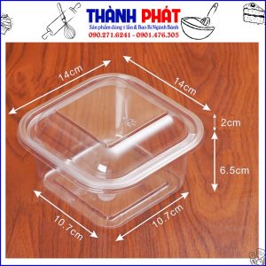 Hộp nhựa w110 đựng bánh phú sỉ cade - Hộp vuông w110 đựng bánh phủ cade - hộp vuông W110 đựng bánh phú sĩ phủ cade lá dứa - Hộp vuông đựng bánh chịu nhiệt