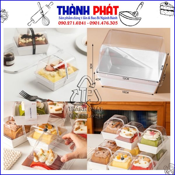 Hộp giấy nắp cao đựng bánh E1209 - Hộp giấy đựng bánh 1209 - Hộp giấy chữ nhật đựng bánh nắp trong - Hộp giấy đựng bánh cuộn kem 1209 - Hộp giấy đựng bánh crepe trái cây 1209