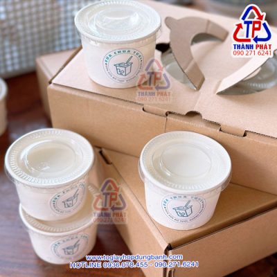 Ly giấy 120ml đựng tàu hủ singapore - Ly giấy 120ml đựng sữa chua phô mai - Ly giấy đựng topping trà sữa - Ly giấy nhỏ 120ml đựng sốt