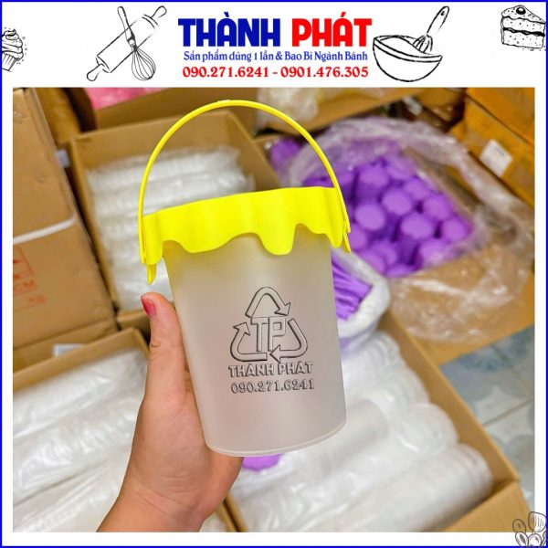 Xô trà sữa 700ml - Xô nắp hồng 700ml - Xô hồng 700ml - xô tím 700ml - xô vàng 700ml - trend xô trà sữa 700ml