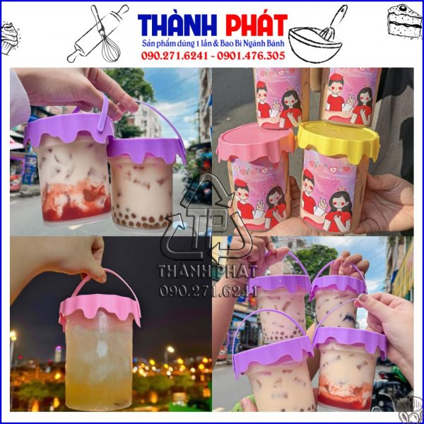 Xô trà sữa 700ml - Xô nắp hồng 700ml - Xô hồng 700ml - xô tím 700ml - xô vàng 700ml - trend xô trà sữa 700ml