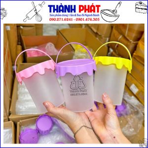 Xô trà sữa 700ml - Xô nắp hồng 700ml - Xô hồng 700ml - xô tím 700ml - xô vàng 700ml - trend xô trà sữa 700ml