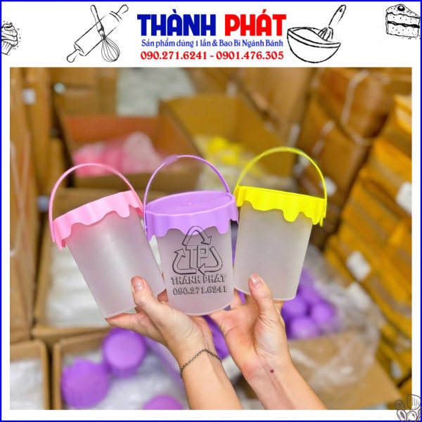 Xô trà sữa 700ml - Xô nắp hồng 700ml - Xô hồng 700ml - xô tím 700ml - xô vàng 700ml - trend xô trà sữa 700ml