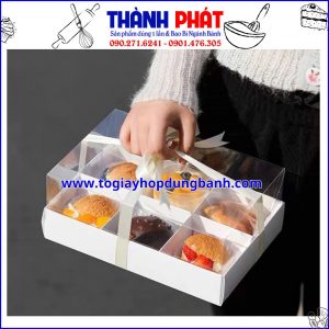 Hộp giấy đựng 6 bánh - Hộp giấy 6 ngăn đựng bánh mix vị - Hộp 6 ngăn đựng bánh mousse - Hộp 6 ngăn trắng đựng bánh mix vị - Hộp giấy 6 ngăn