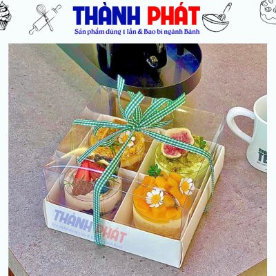 Hộp đựng 4 bánh - Hộp giấy 4 ngăn đựng bánh mix vị - Hộp 4 ngăn đựng bánh mousse - Hộp 4 ngăn trắng đựng bánh mix vị - Hộp giấy 4 ngăn