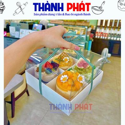 Hộp đựng 4 bánh - Hộp giấy 4 ngăn đựng bánh mix vị - Hộp 4 ngăn đựng bánh mousse - Hộp 4 ngăn trắng đựng bánh mix vị - Hộp giấy 4 ngăn