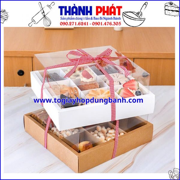 Hộp giấy đựng 9 bánh mousse mix vị - Hộp giấy 9 ngăn đựng bánh panna cotta - hộp 9 ngăn đựng bánh mochi - Hộp 9 ngăn đựng bánh trung thu 75g