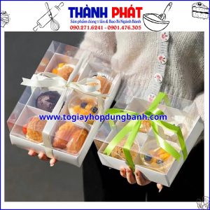 Hộp đựng 4 bánh - Hộp giấy 4 ngăn đựng bánh mix vị - Hộp 4 ngăn đựng bánh mousse - Hộp 4 ngăn trắng đựng bánh mix vị - Hộp giấy 4 ngăn