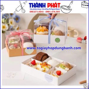 Hộp giấy đựng 6 bánh - Hộp giấy 6 ngăn đựng bánh mix vị - Hộp 6 ngăn đựng bánh mousse - Hộp 6 ngăn trắng đựng bánh mix vị - Hộp giấy 6 ngăn