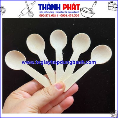 Muỗng gỗ nhỏ 10cm ăn kem - Muỗng gỗ ăn sữa chua - Muỗng gỗ tròn nhỏ ăn bánh - Muỗng gỗ tròn nhỏ dùng 1 lần 10cm