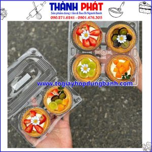Hộp đựng 2 bánh tart - Hộp đựng bánh tart - Hộp tart trứng - Hộp 2 ngăn đựng bánh tart trứng - Hộp đựng 2 bánh tart trái cây