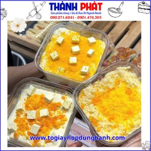 Hộp vuông đựng bánh ô long nhài nhãn 400ml- Hộp vuông đựng bánh mousse JLH10-6 - hộp vuông đựng bánh tiramisu - hộp vuông đựng bánh lạnh 400ml