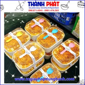 Hộp giấy bento trắng 750ml đựng bánh mì chà bông - Hôp chữ nhật trắng 750ml đựng bánh bông lan trứng muối - Hộp Giấy Trắng Nướng Bánh 750ml - Hộp Bento Trắng Đựng Bánh Mì - Bánh Cuộn - Bánh Ngọt