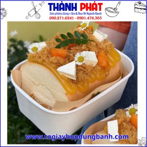 Hộp giấy bento trắng 750ml đựng bánh mì chà bông - Hôp chữ nhật trắng 750ml đựng bánh bông lan trứng muối - Hộp Giấy Trắng Nướng Bánh 750ml - Hộp Bento Trắng Đựng Bánh Mì - Bánh Cuộn - Bánh Ngọt