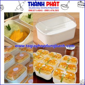 Hộp Giấy Trắng Nướng Bánh 750ml | Hộp Bento Trắng Đựng Bánh Mì - Bánh Cuộn - Bánh Ngọt