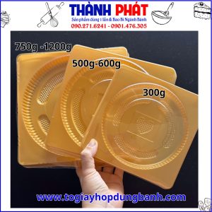Hộp đựng bánh trung thu 300g - hộp bánh trung thu 500g- 600g 0 hộp PET vuông bánh trung thu 1200g -hộp bánh trung thu vàng nắp trong