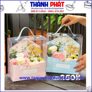 Hộp mica bìa thư đựng hoa và bánh tặng quà - Túi mica quà tặng mica bìa thư - Túi mica bìa thư đựng bánh và hoa - Hộp mica bìa thư - Túi vali bìa thư tặng quà