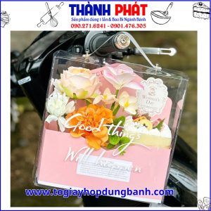 Hộp mica bìa thư đựng hoa và bánh tặng quà - Túi quà tặng mica bìa thư - Túi mica bìa thư đựng bánh và hoa - Hộp mica bìa thư - Túi vali bìa thư tặng quà
