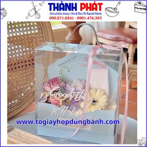 Túi mica vali đựng hoa và bánh tặng quà - Túi quà tặng mica bìa thư - Túi mica bìa thư đựng bánh và hoa - Hộp mica bìa thư - Túi vali bìa thư tặng quà